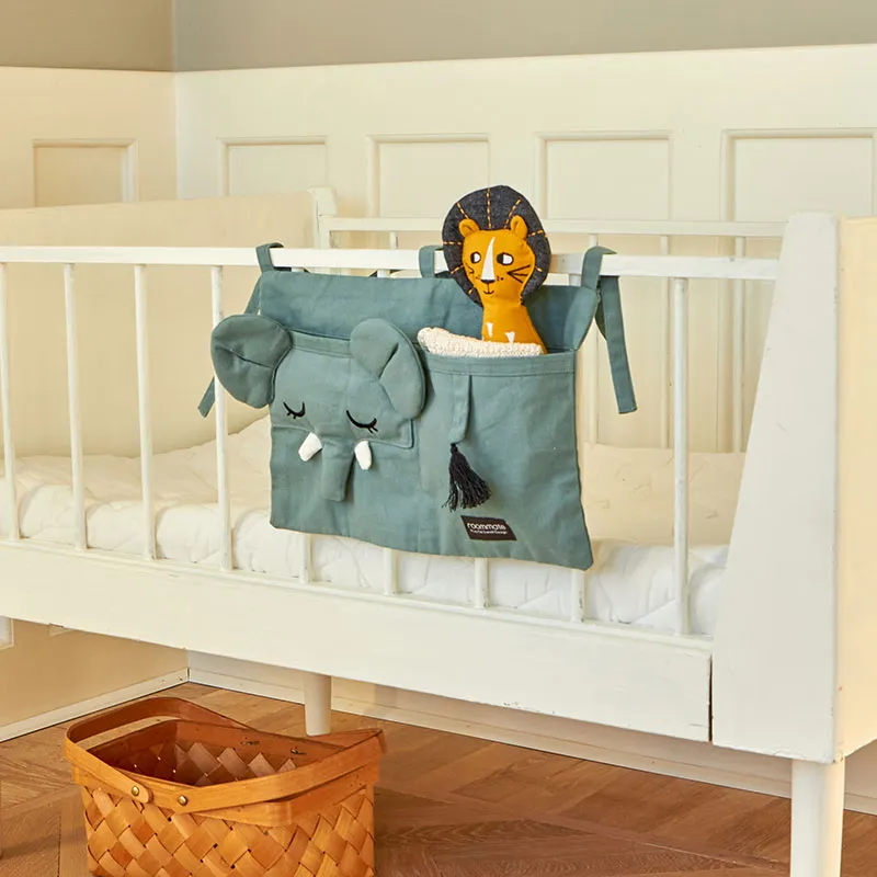 Vide-poche de lit Coton BIO Éléphant Bleu - 35x25cm-4