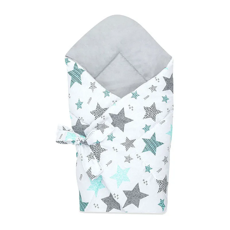 Nid d'ange Coton Étoile Gris/Menthe - 75x75cm-0