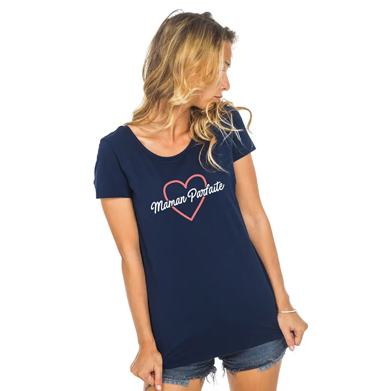 T-shirt Femme Maman Parfaite 2 Waf BIO - Navy-0