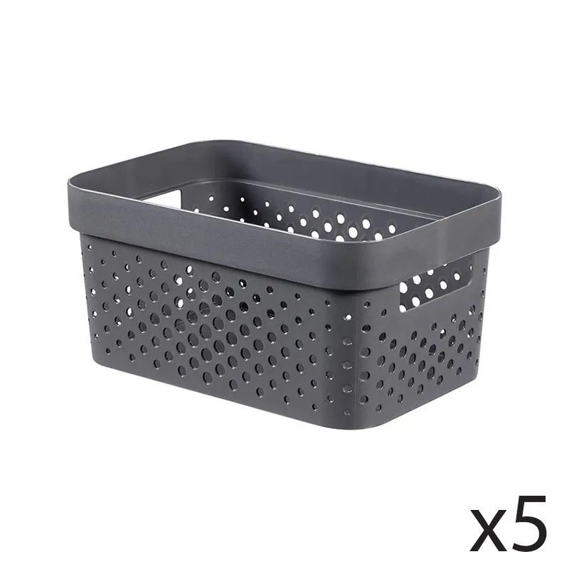 5 Paniers Infinity dots recyclé Gris - 4,5L-0