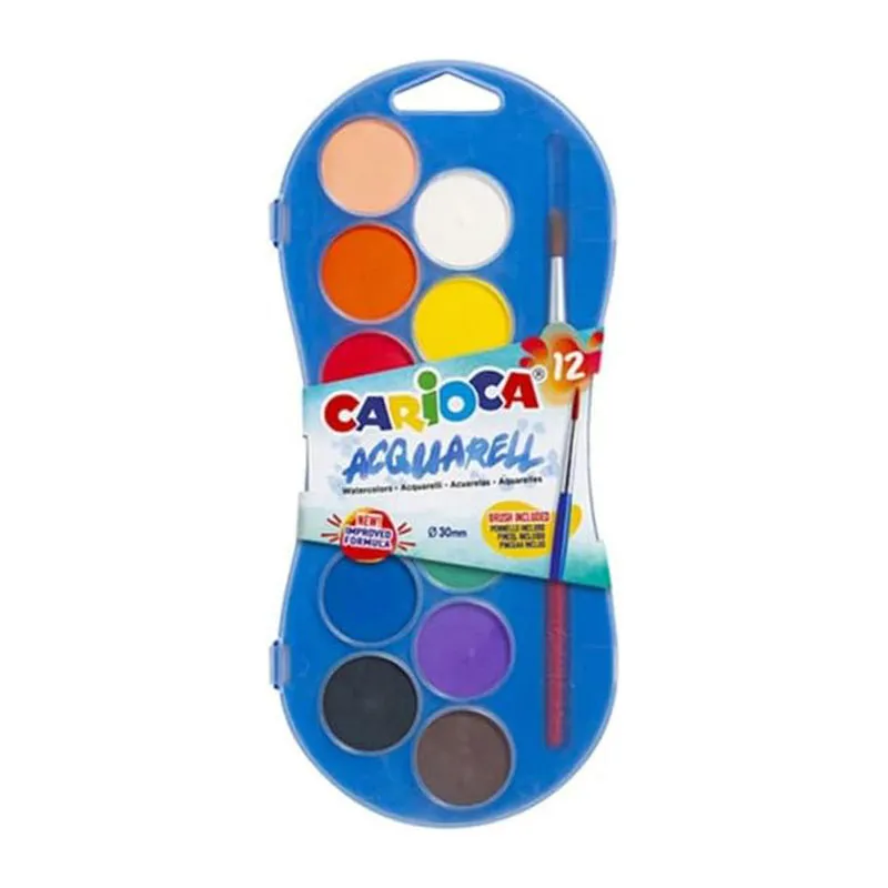 Boîte de peinture Watercolors - 12 godets + 1 pinceau-0