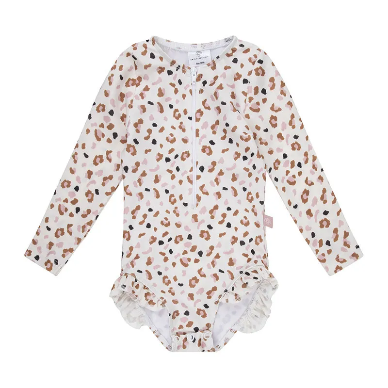 Maillot ML Anti-UV Léopard - Blanc/Kaki-0