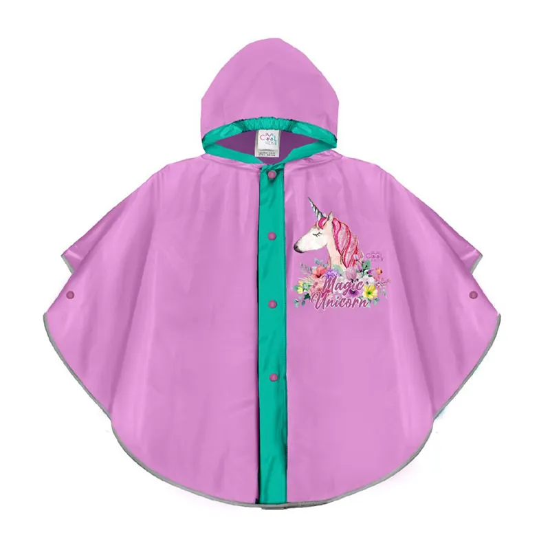 Poncho de pluie Licorne 3-6 ans Perletti - Rose-0