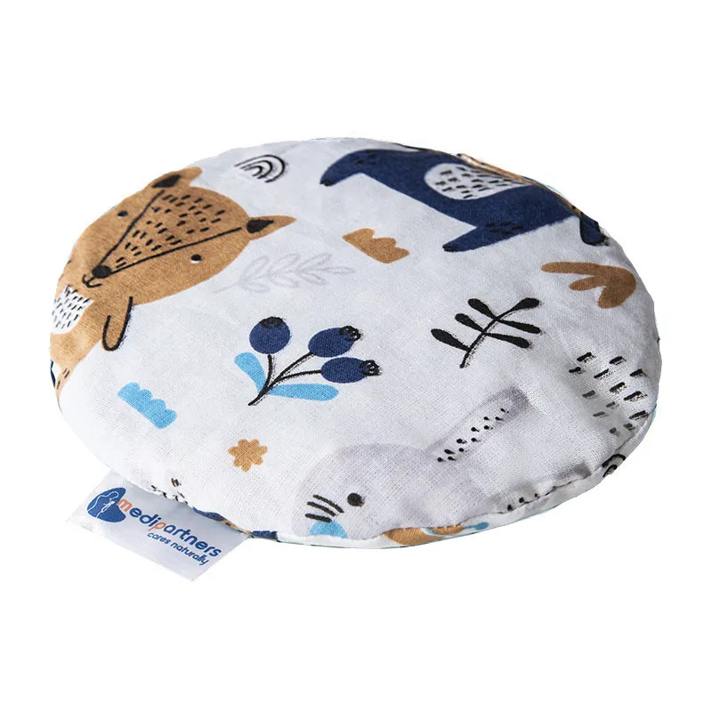 Bouillotte Noyaux de cerises Animaux bleu/beige - Ø15cm-0