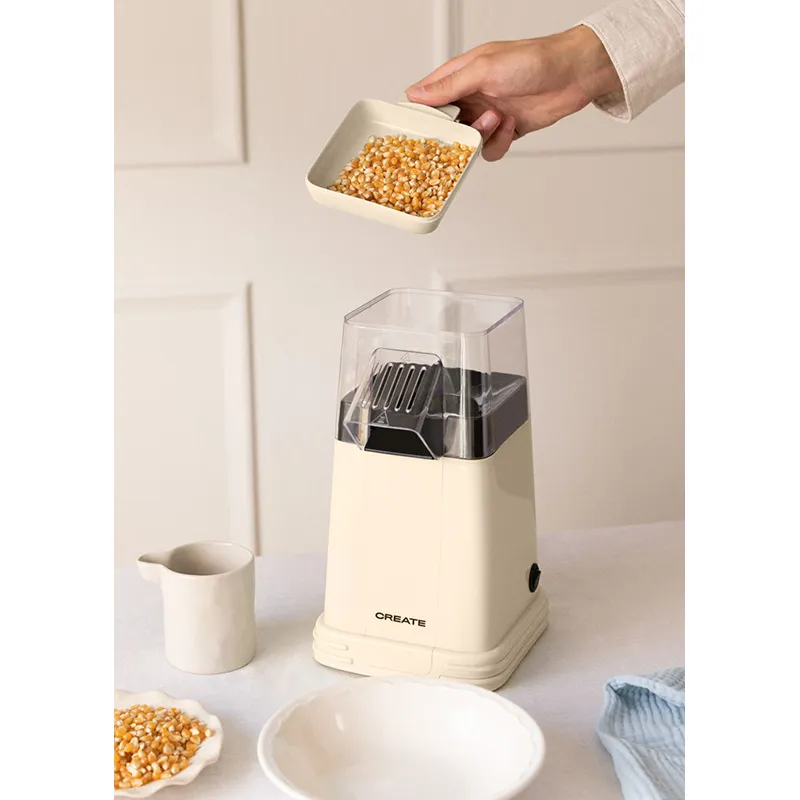 Machine à Popcorn Rétro sans huile Crème - 17x16x28cm-2