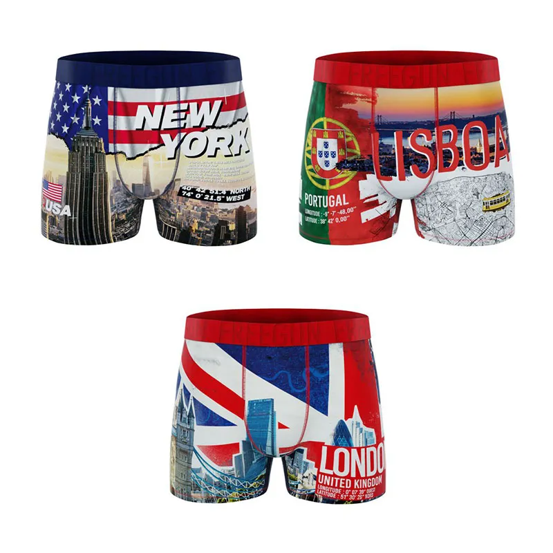 3 boxers homme Landscape - Bleu/Rouge/Blanc/Vert-1