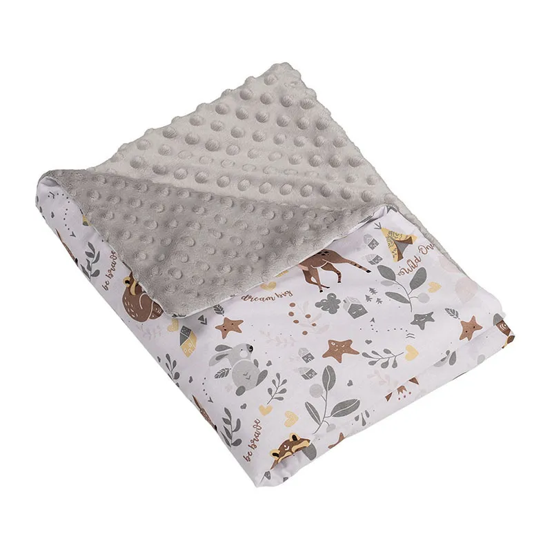 Couverture Minky Animaux de la forêt - 75x100cm-0