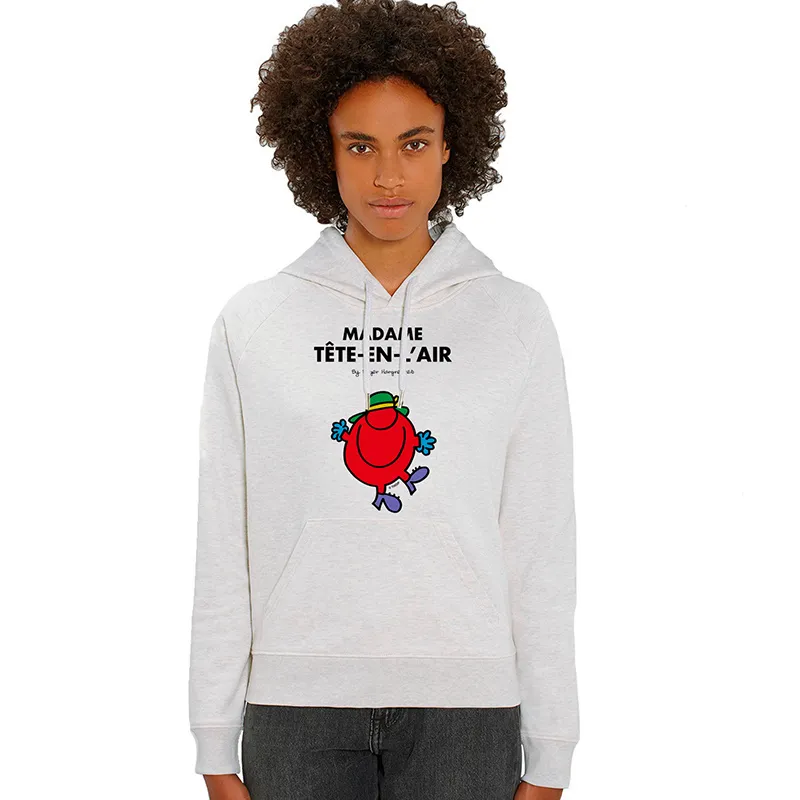 Hoodie Femme Madame tête en l'air - Blanc chiné-0