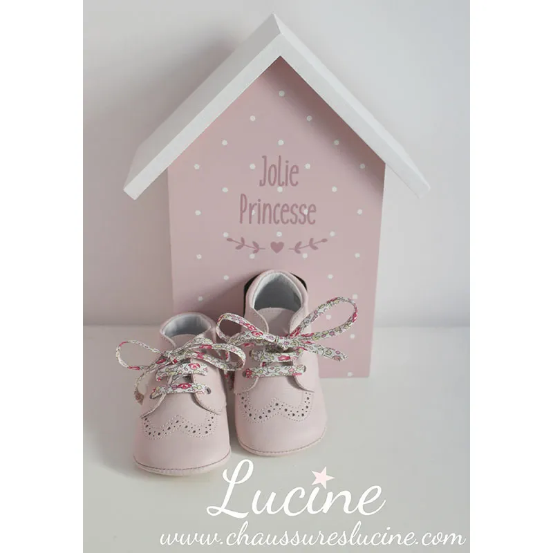 Chaussons bébé SOUPLES antidérapants Mini-Adonis - Cuir Rose pâle-3
