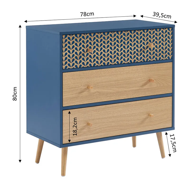 Commode Capucine Bleu pétrole - 78x39.5x80cm-3