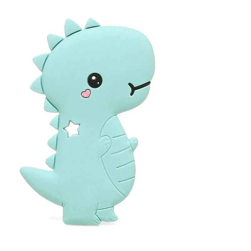 Anneau de dentition Dinosaure Silicone Bleu - 13x11cm-0