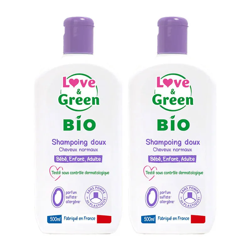 Shampoing doux certifié BIO sans parfum sans sulfate - 2x500ml-0