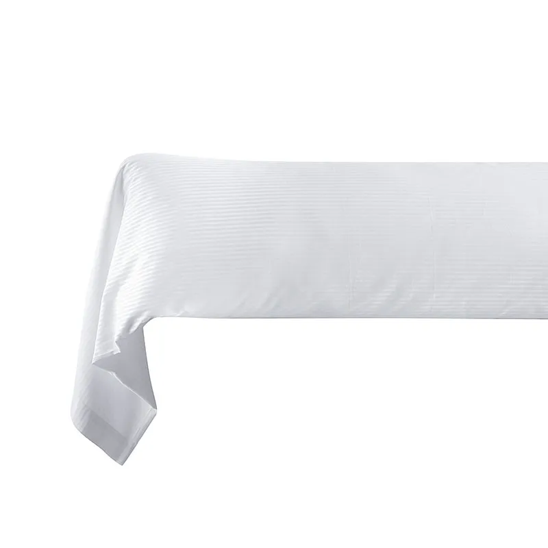 Taie de traversin Satin de Coton Rayé Blanc - 85x186cm140x200cm - BLANC AVENUE-0