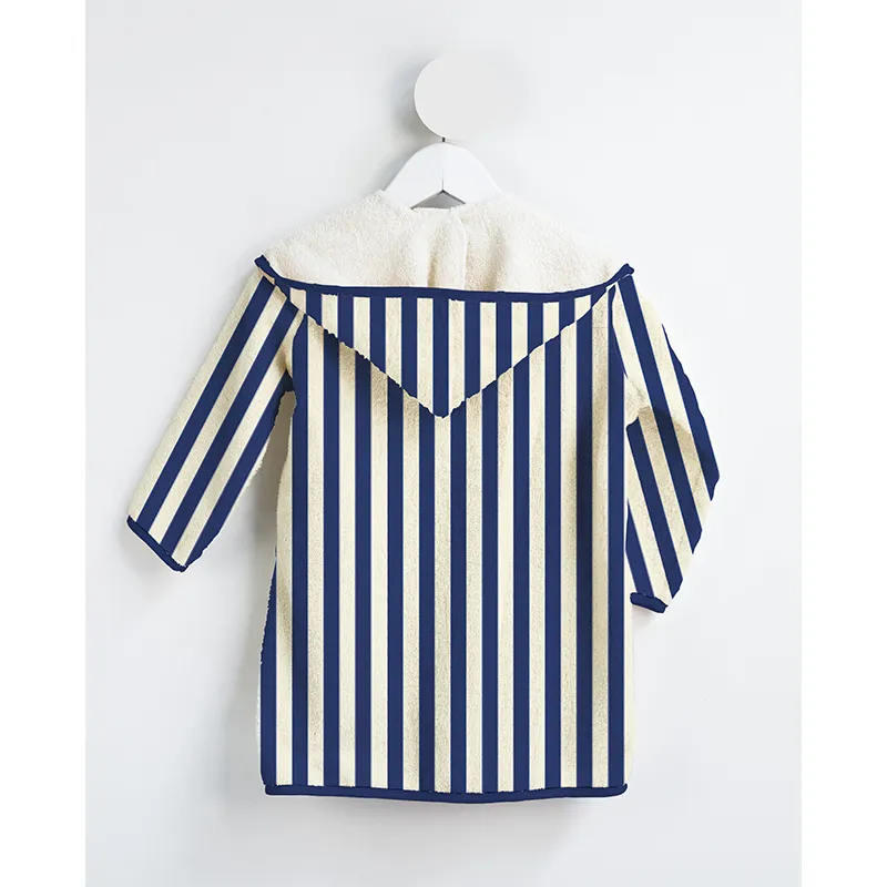 Peignoir Enfant Coton Rayures Bleu - Plusieurs tailles dispos.-2