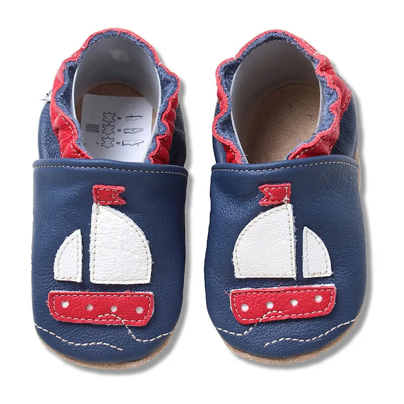 Chaussons cuir Bateau - Marine-0
