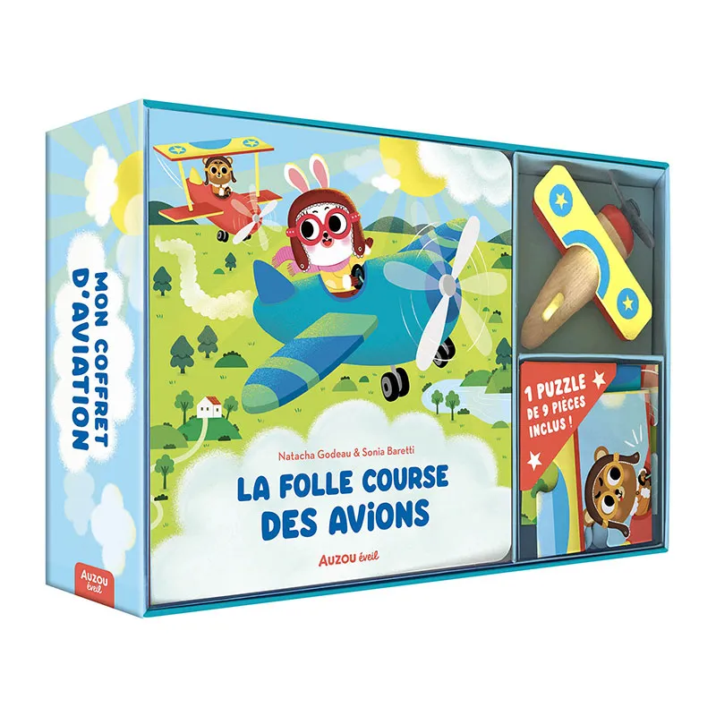 Mon coffret d'aviation Livre + Puzzle + Jouet en bois - 36m+-4