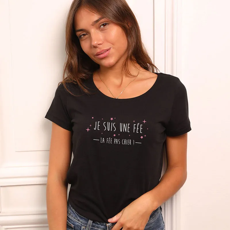 T-shirt Femme BIO Fee pas chier - Noir-0