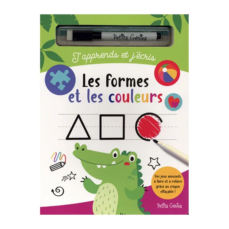 J'apprends & j'écris Formes et couleurs + feutre - 3+-0
