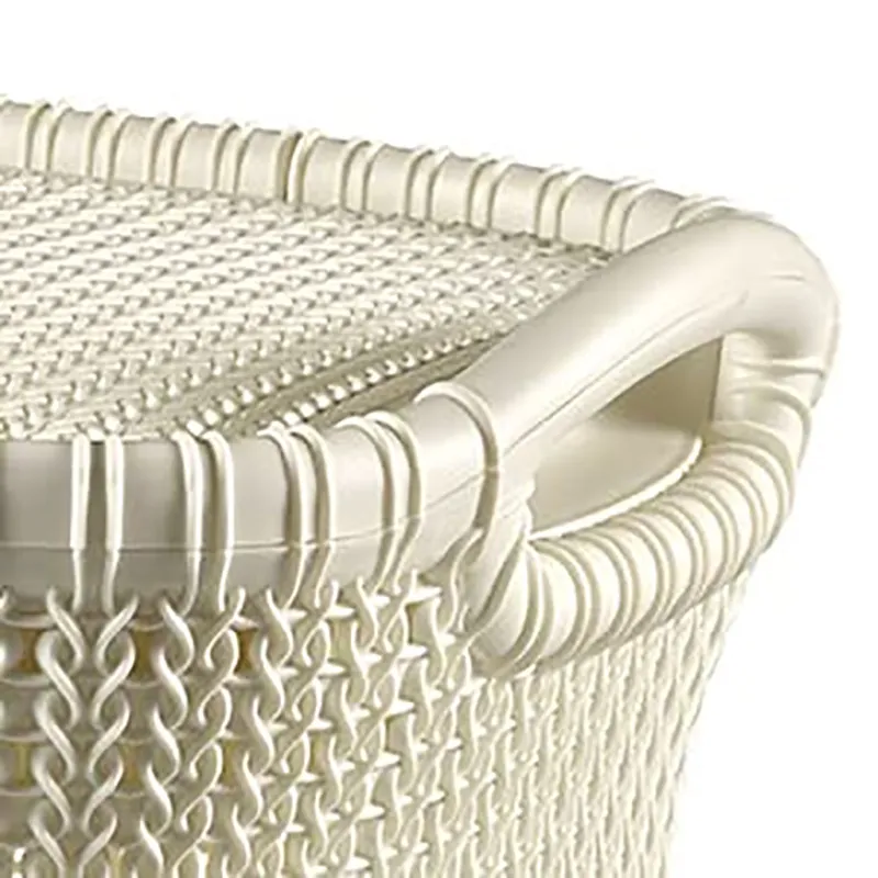 Panier à linge Tricot Blanc cassé - 57L-2