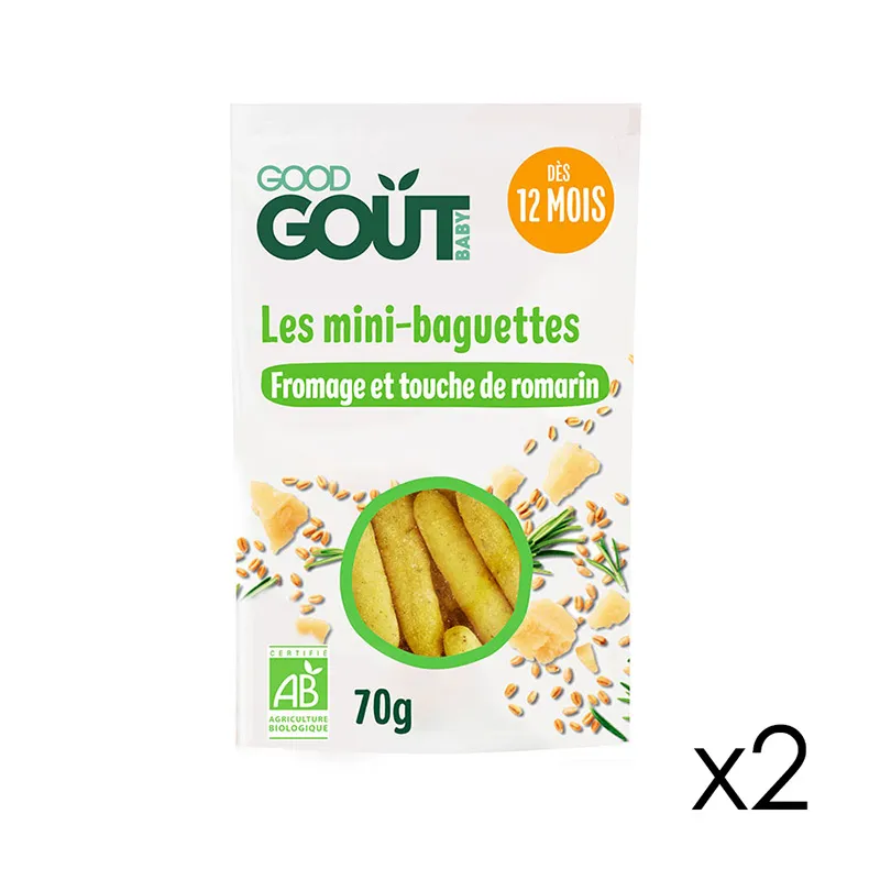2x70g Mini-Baguettes au Fromage et Romarin BIO - 12m+-0