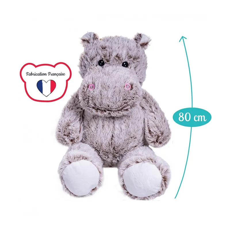 Peluche géante Léo l'Hippopotame Gris - 80cm-0