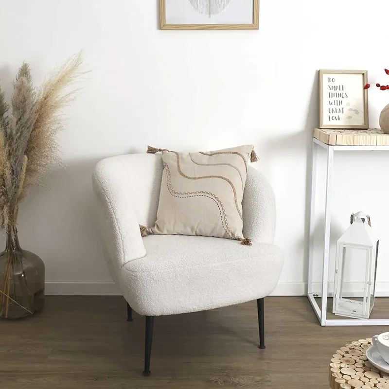 Coussin à pompons Beige/Blanc - 40x40cm-0
