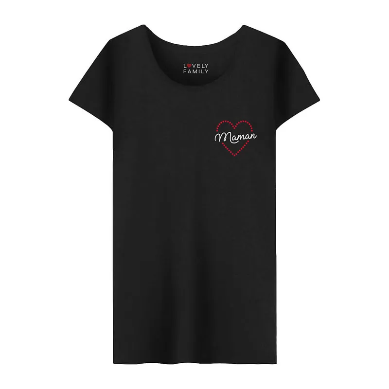 T-shirt Femme Maman coeur BIO - Noir-0