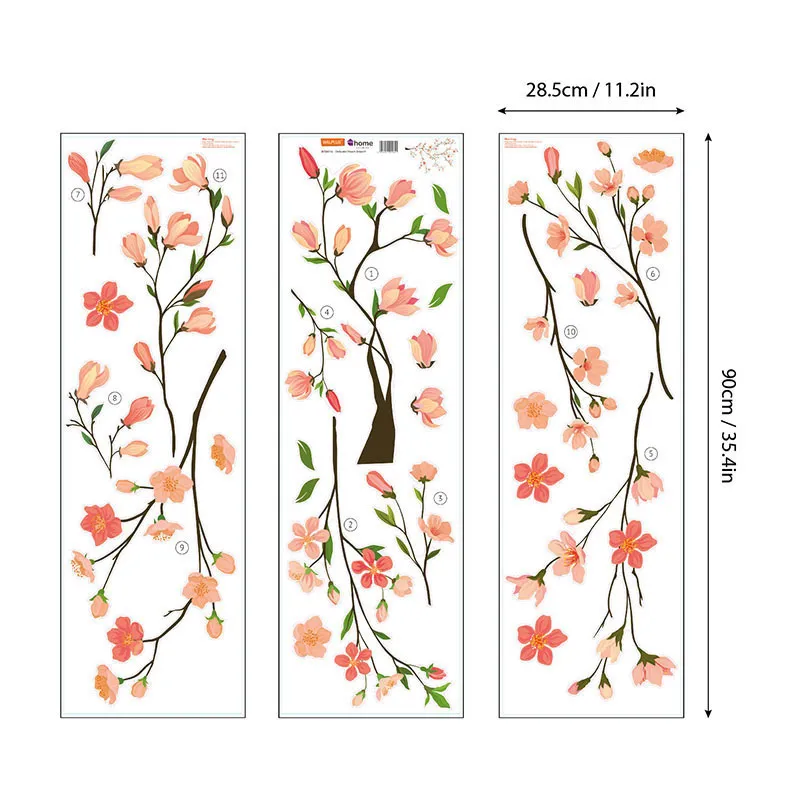 Stickers - Branches de fleurs Rose-5