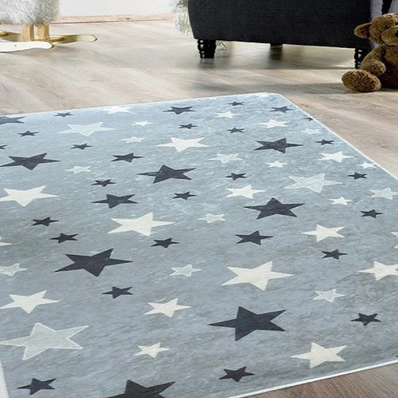 Tapis Enfant Étoiles Gris - Plusieurs dim. dispos-1