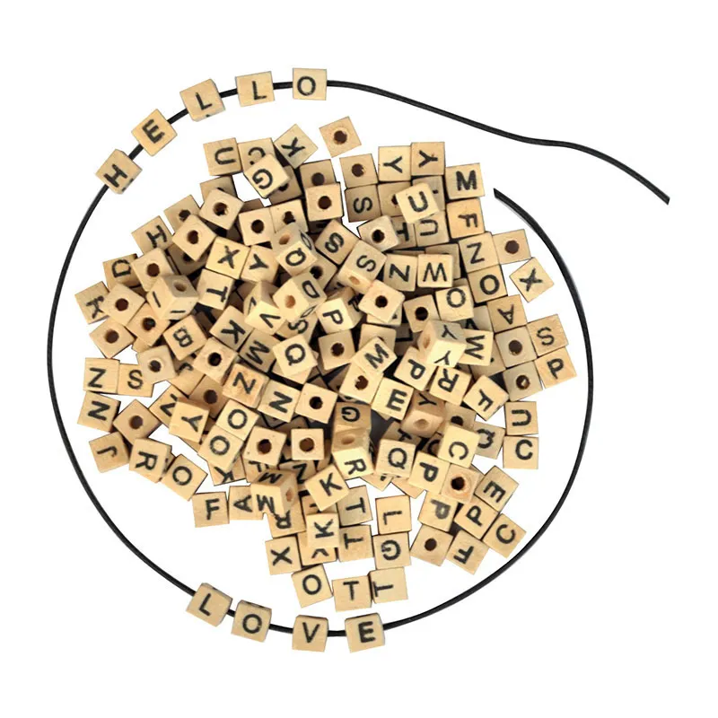 Perles en bois Lettres - 300pcs-0