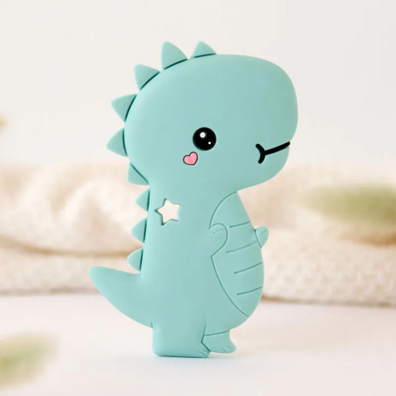 Anneau de dentition Dinosaure Silicone Bleu - 13x11cm-4
