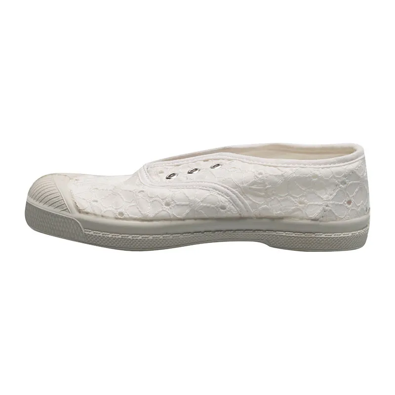 Tennis sans lacets Enfant Elly Broderies anglaises - Écru - BENSIMON --2