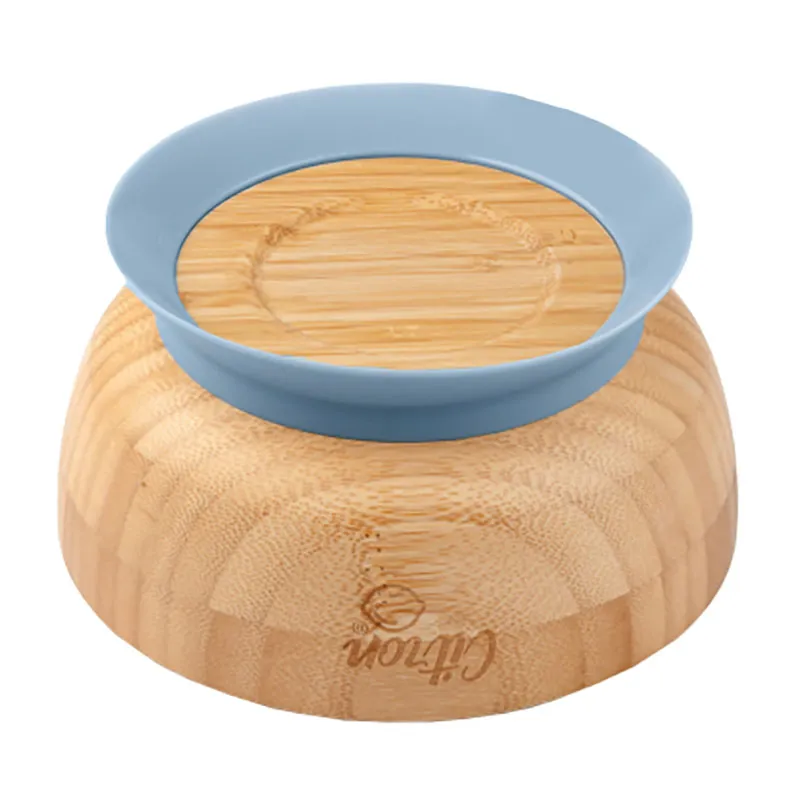 Bol et cuillère en bambou - Bleu-2