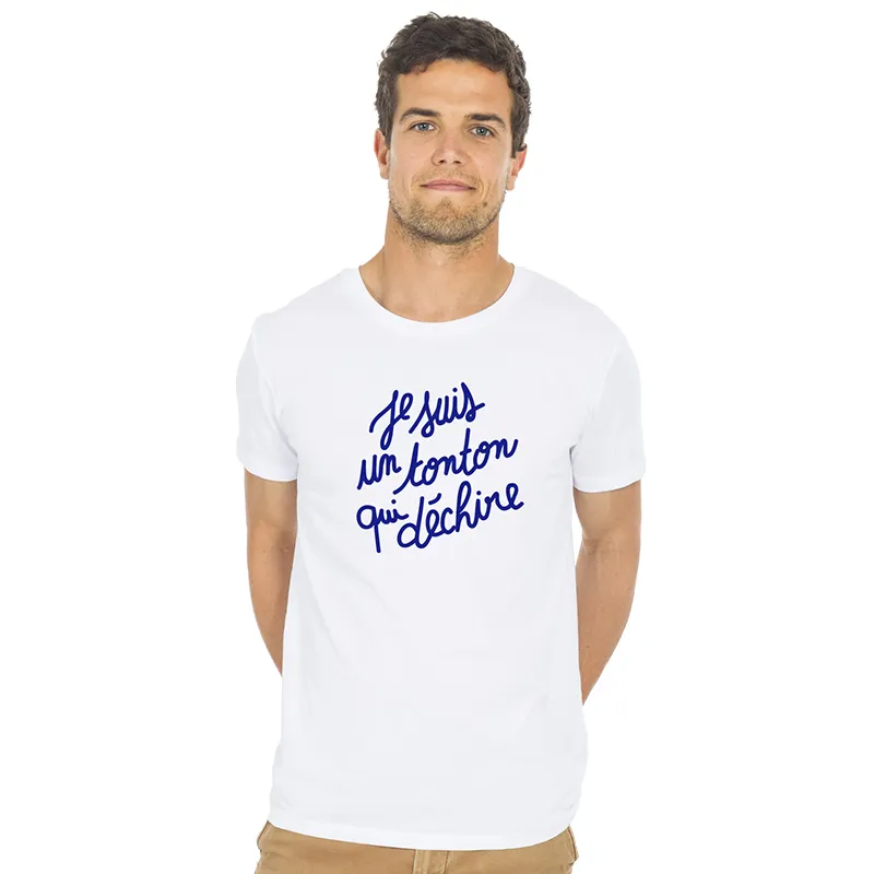 T-shirt Homme BIO Je suis un tonton qui déchire - Blanc-0