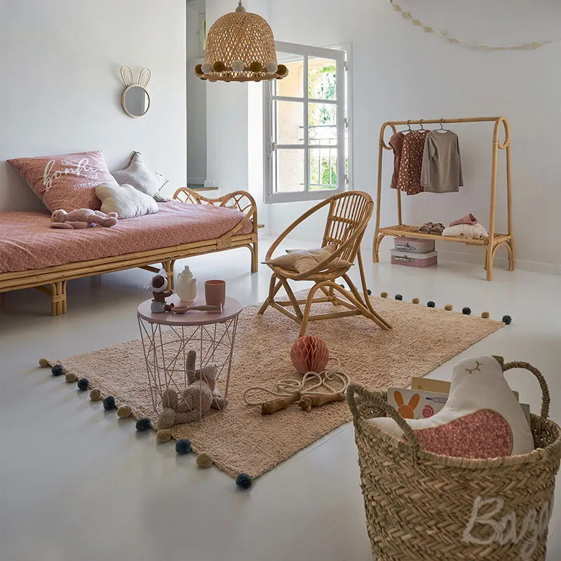 Lit en rotin Beige - 90x190cm-2