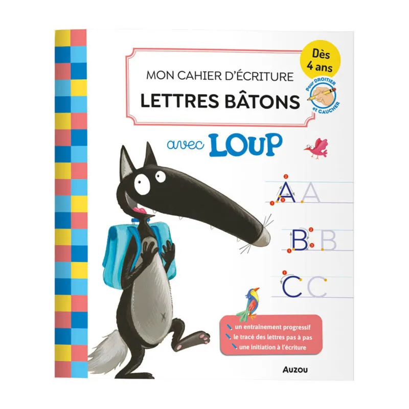 Mon cahier d'écriture lettres bâtons avec Loup - 4+-0