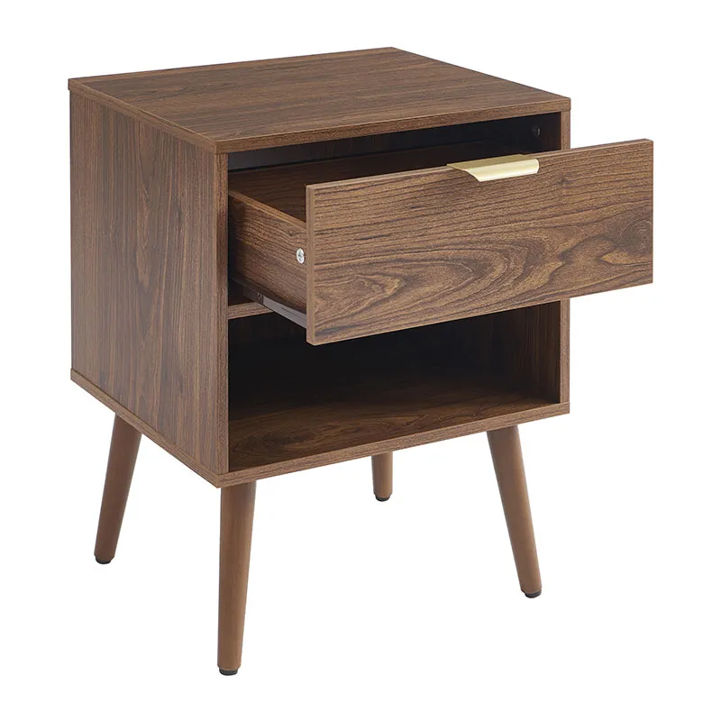 2 Tables de chevet Jeanne effet Noyer - 40x29,5x50cm-3