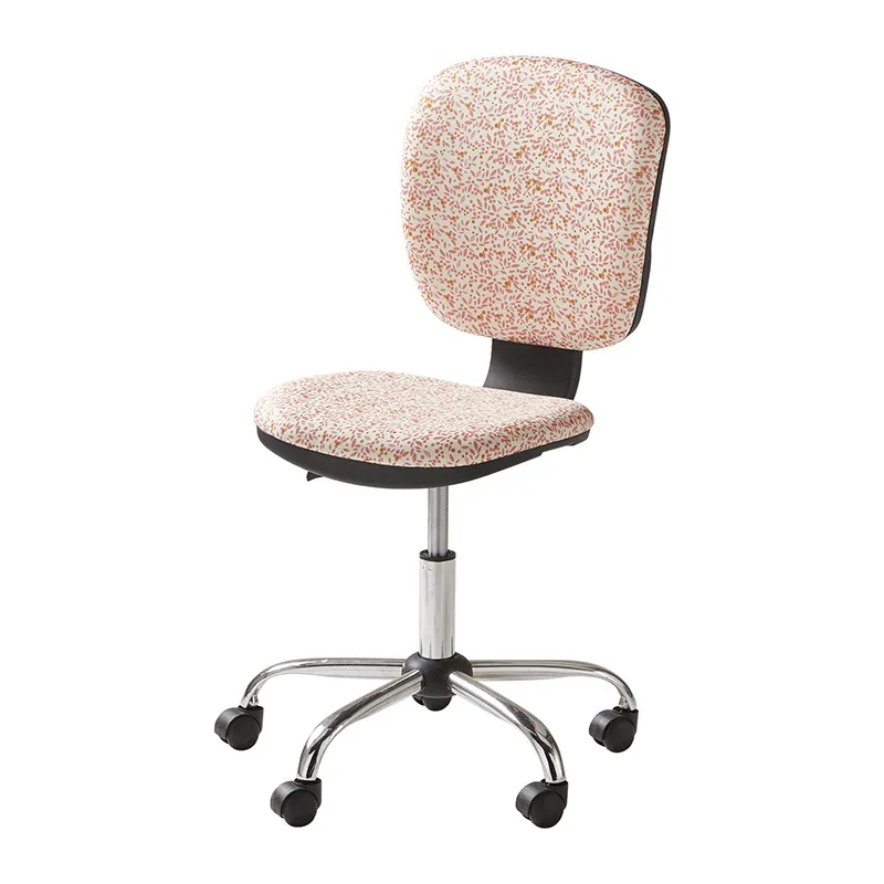 Chaise de bureau à roulettes Fleurs Rose - 81 à 91x42x38cm-2