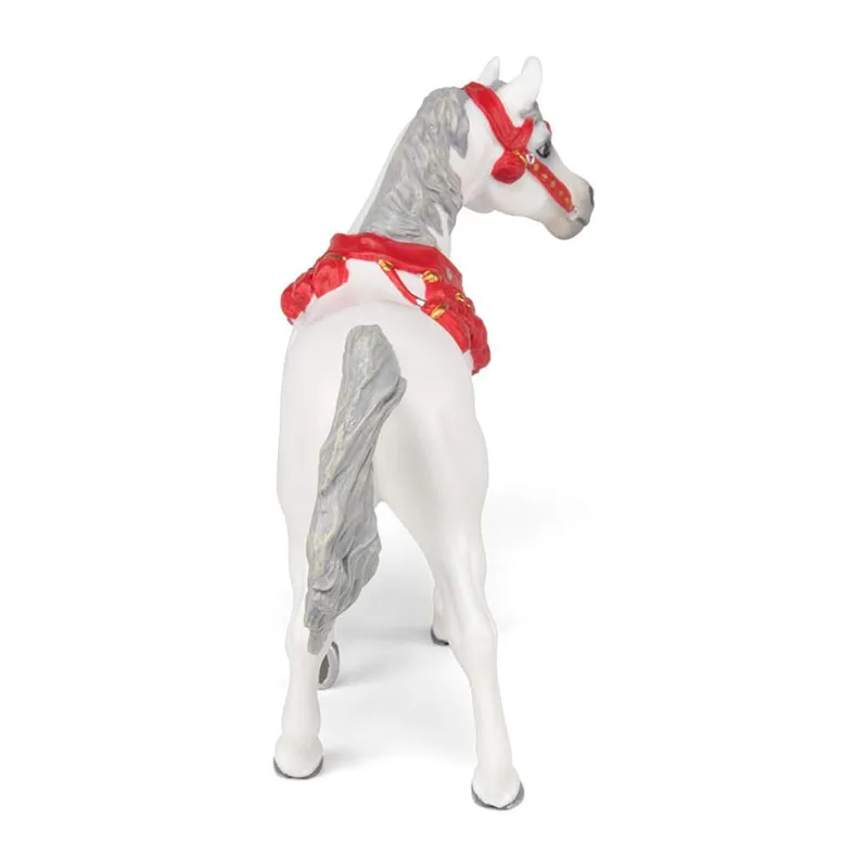 Cheval Arabe blanc en tenue de parade - 15x11cm-6