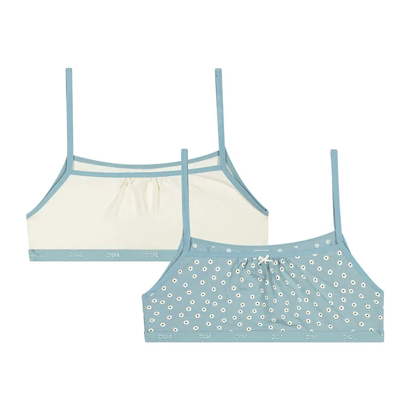 2 Brassières Fille Dim Pocket - Marine/Blanc-1