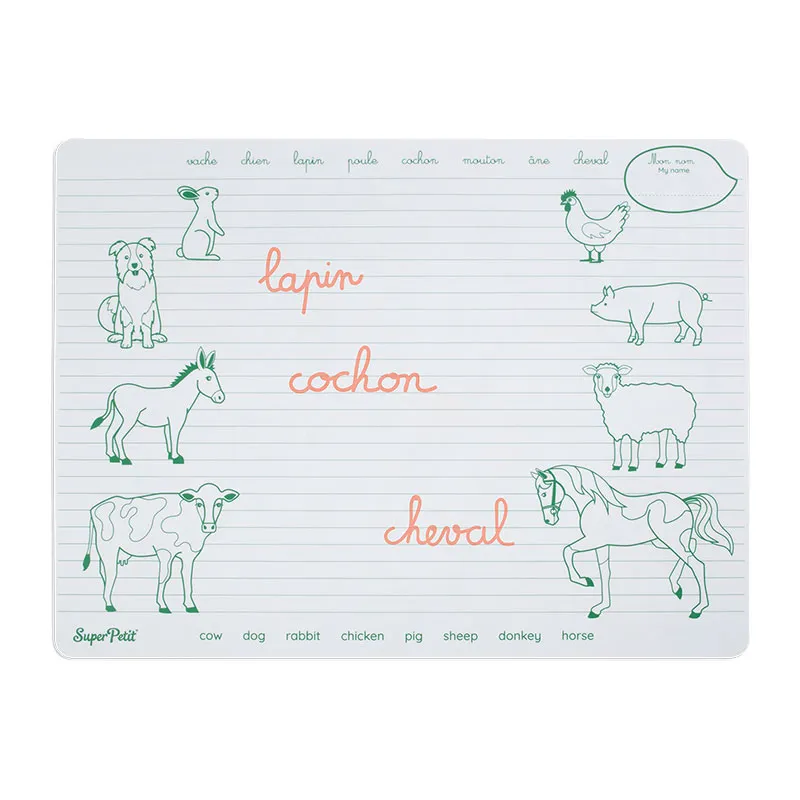 Tapis en silicone Animaux de la ferme + 1 Feutre FR/ANG - 36m+ - SUPER PETIT-3