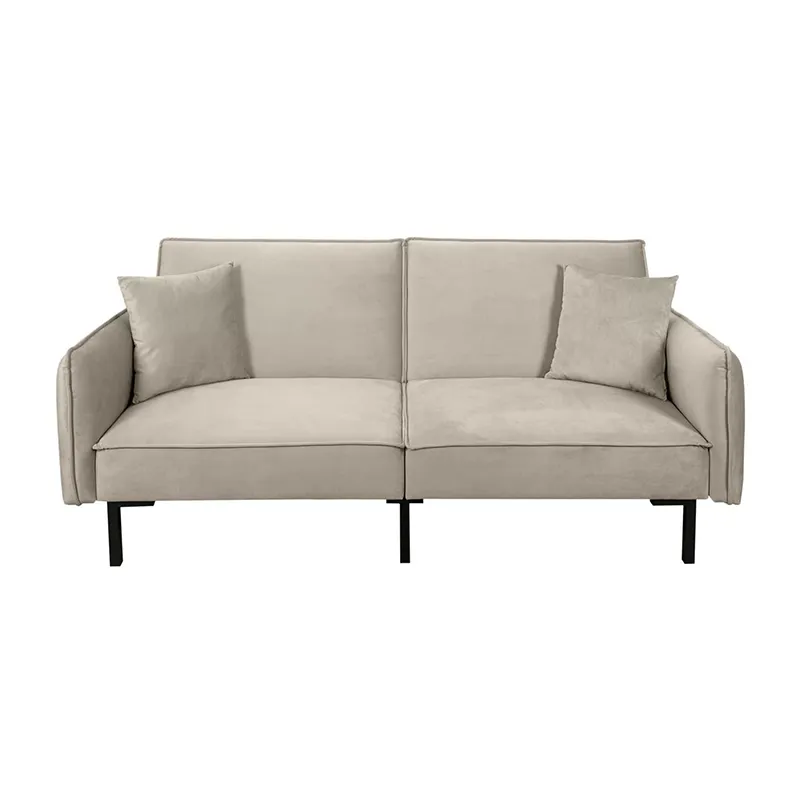 Canapé convertible effet Velours Taupe - 198x90x83cm-0