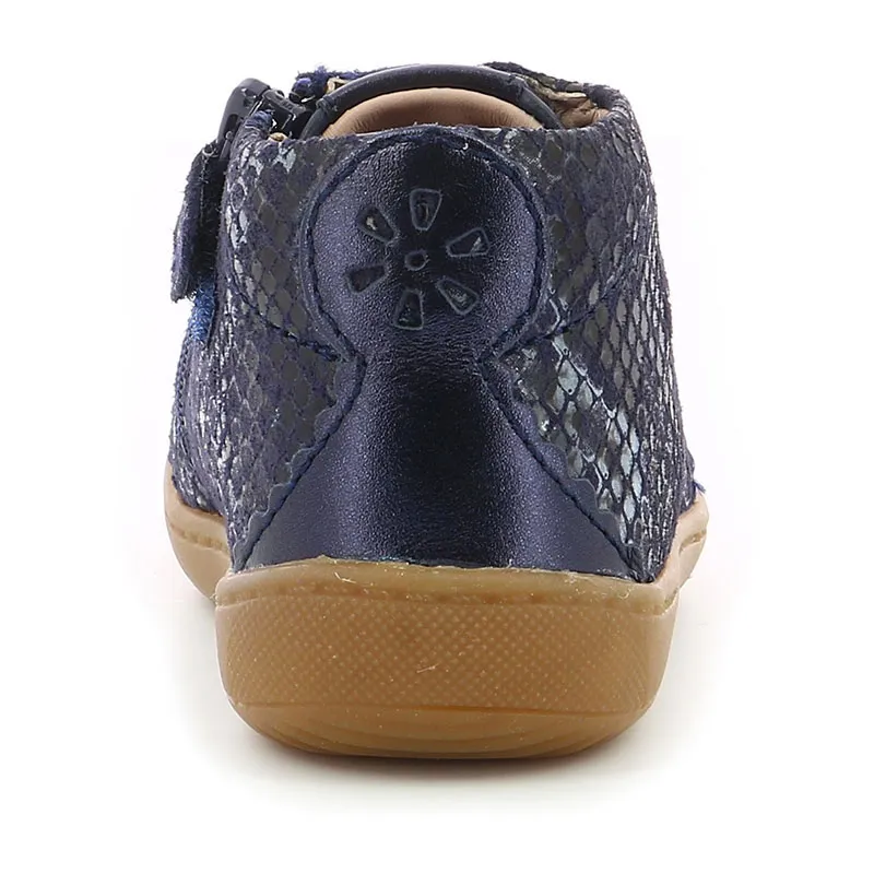 Bottillons Bébé Pastile Cuir - Marine Snake-4