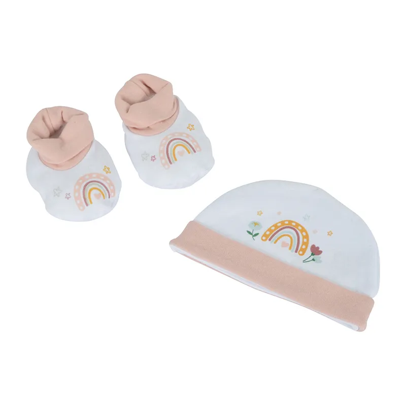 Bonnet + chaussons Coton Fantasy Garden - Naissance-0