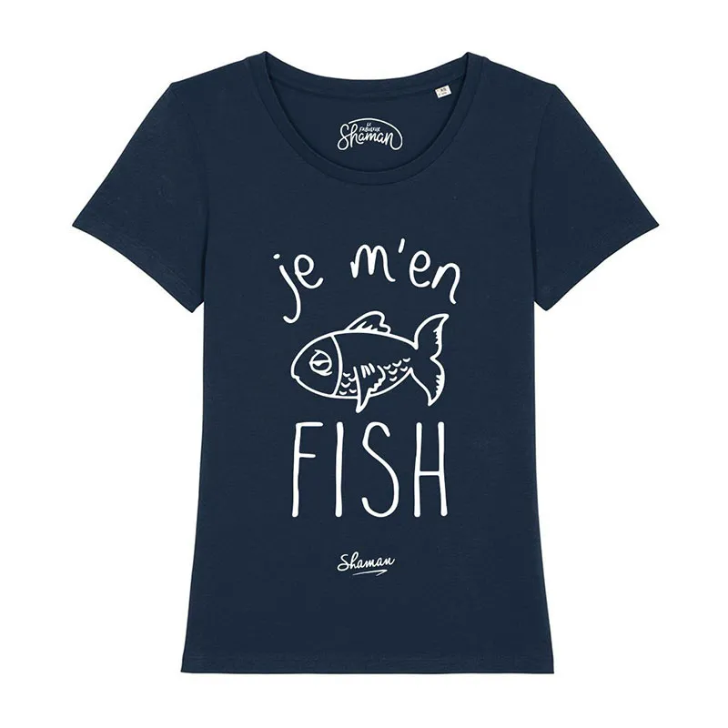 T-shirt Femme Je m'en fish BIO - Marine-0