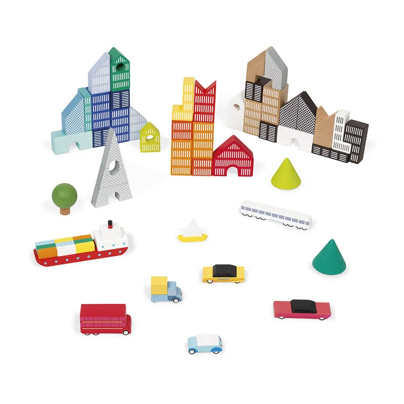 Jeu 2en1 Kubix Blocs + Puzzle Ville 80pcs - 36m+-3