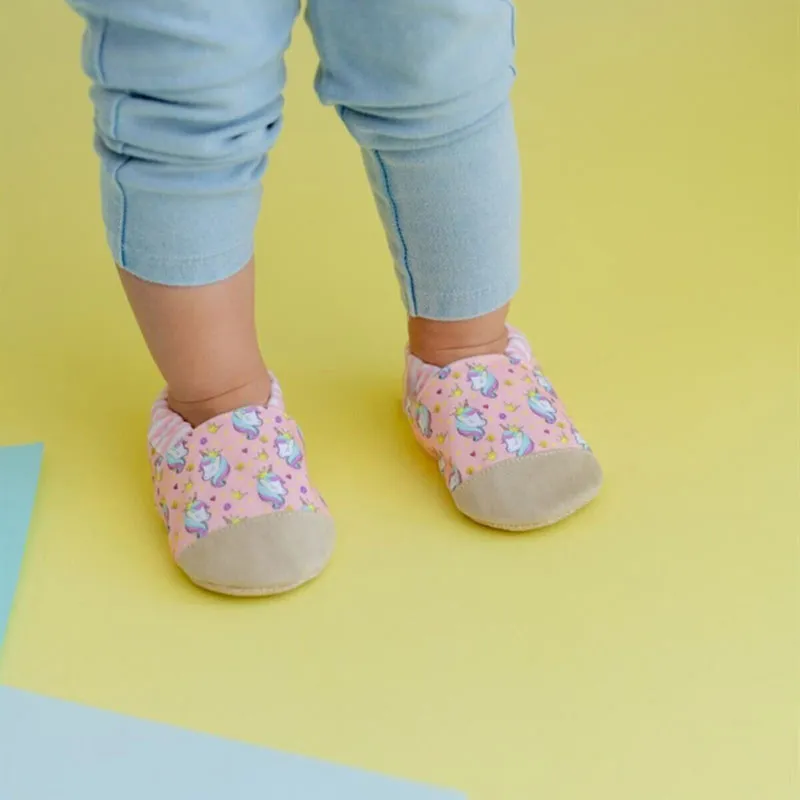 Chaussons antidér. Coton Licorne - Rose-0