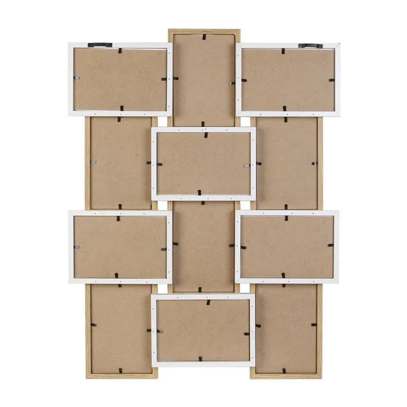 Pêle-mêle 12 vues Bois & Blanc - 44x3x58cm-2