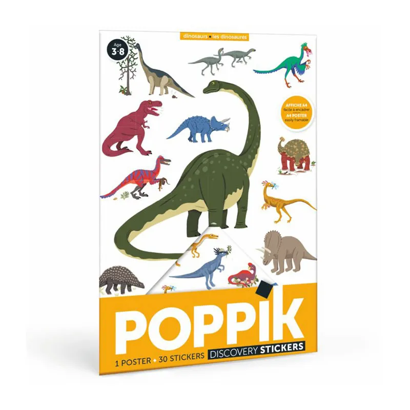 Mini poster + 30 stickers Dinosaures - 36m+-1