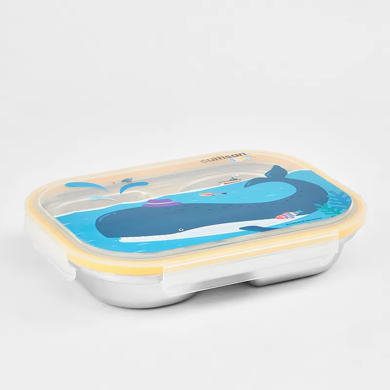 Assiette 2 compart. 850ml acier inox Baleine - 12m+-2